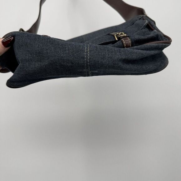 Nine West Vintage Y2k Denim Shoulder Bag Brown Faux Leather Purse 90s - Picture 5 of 11
